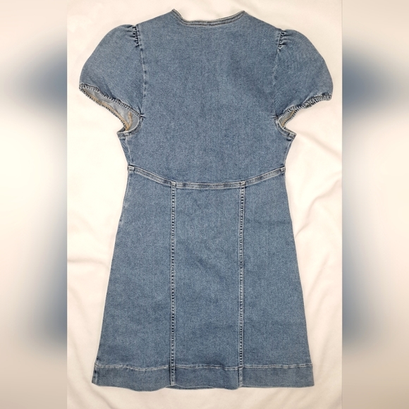 Free People Womens Something Sweet Denim Dress Mini Stretch Lace Up V Neck 6 - Picture 6 of 16